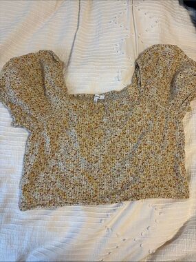 Madewell Women’s puff sleeve floral Square-Neck Top - Yellow Multi